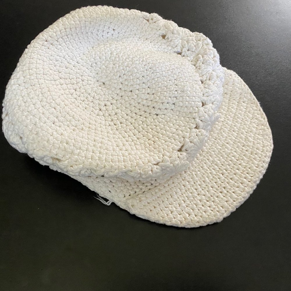 Handknit Crochet Preppy Boho Cottagecore Cotton Newsboy Cabby Driver Cap Hat S